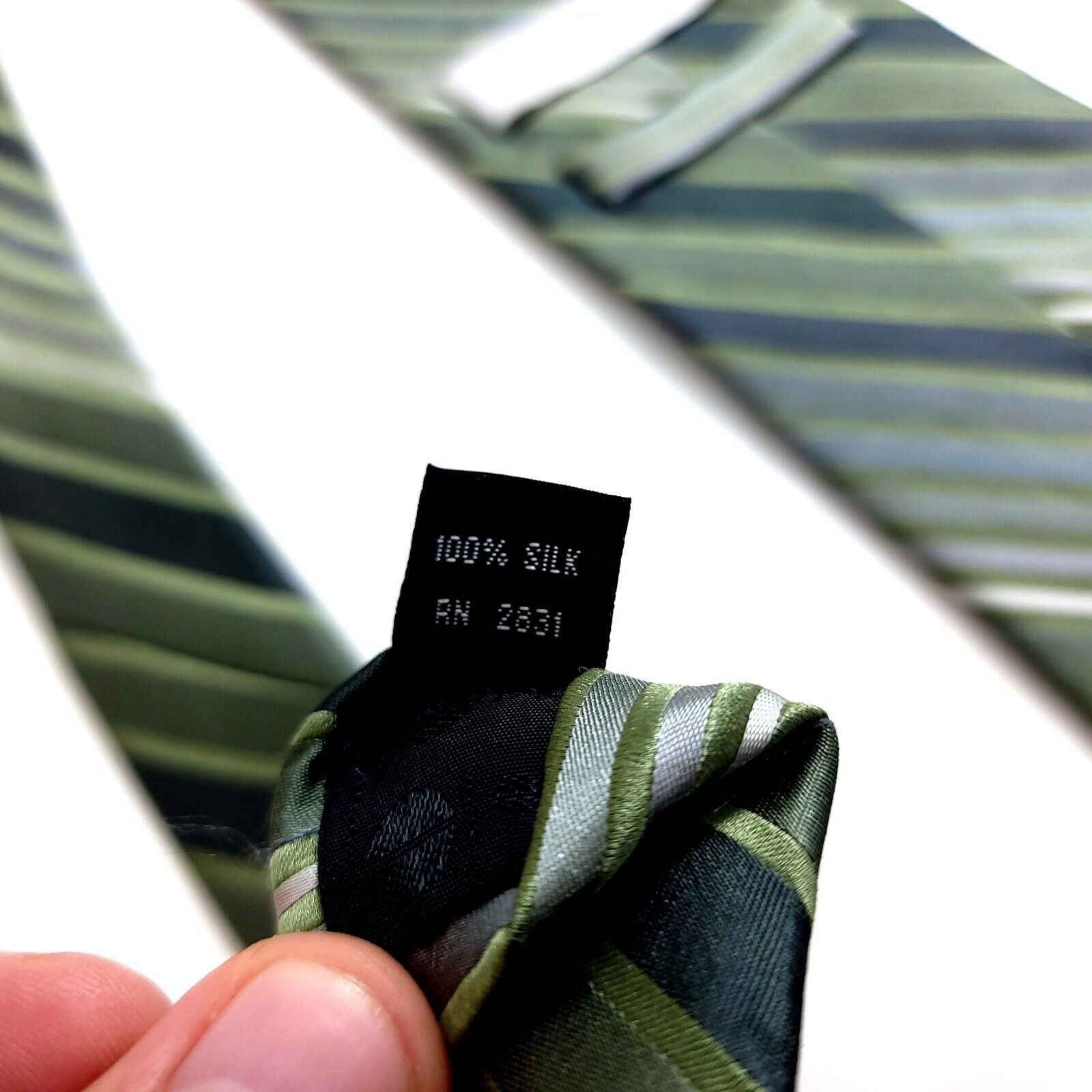 Perry Ellis Perry Ellis Portfolio Green Blue Striped Woven Silk Tie Size ONE SIZE - 4 Thumbnail