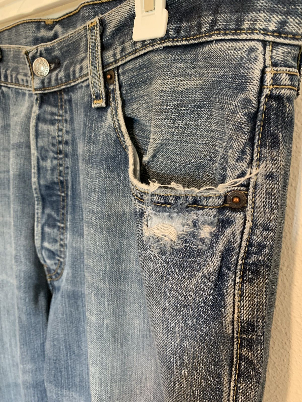 Levi's Vintage Clothing 90s repaired levis 501 Size US 38 / EU 54 - 5 Thumbnail