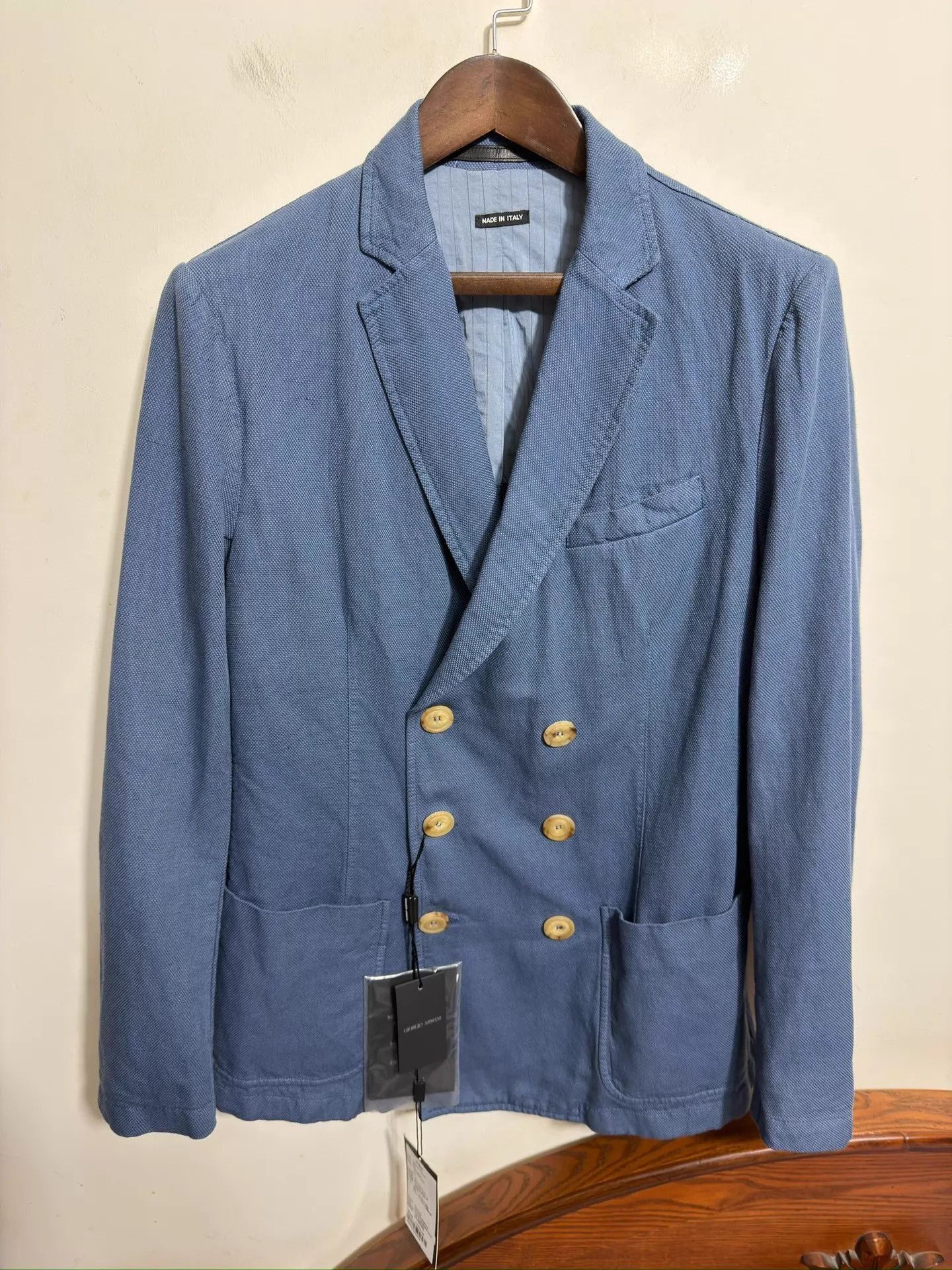 Giorgio Armani Blue Double-Breasted Light Jacket Size US XXS / EU 40 - 1 Thumbnail
