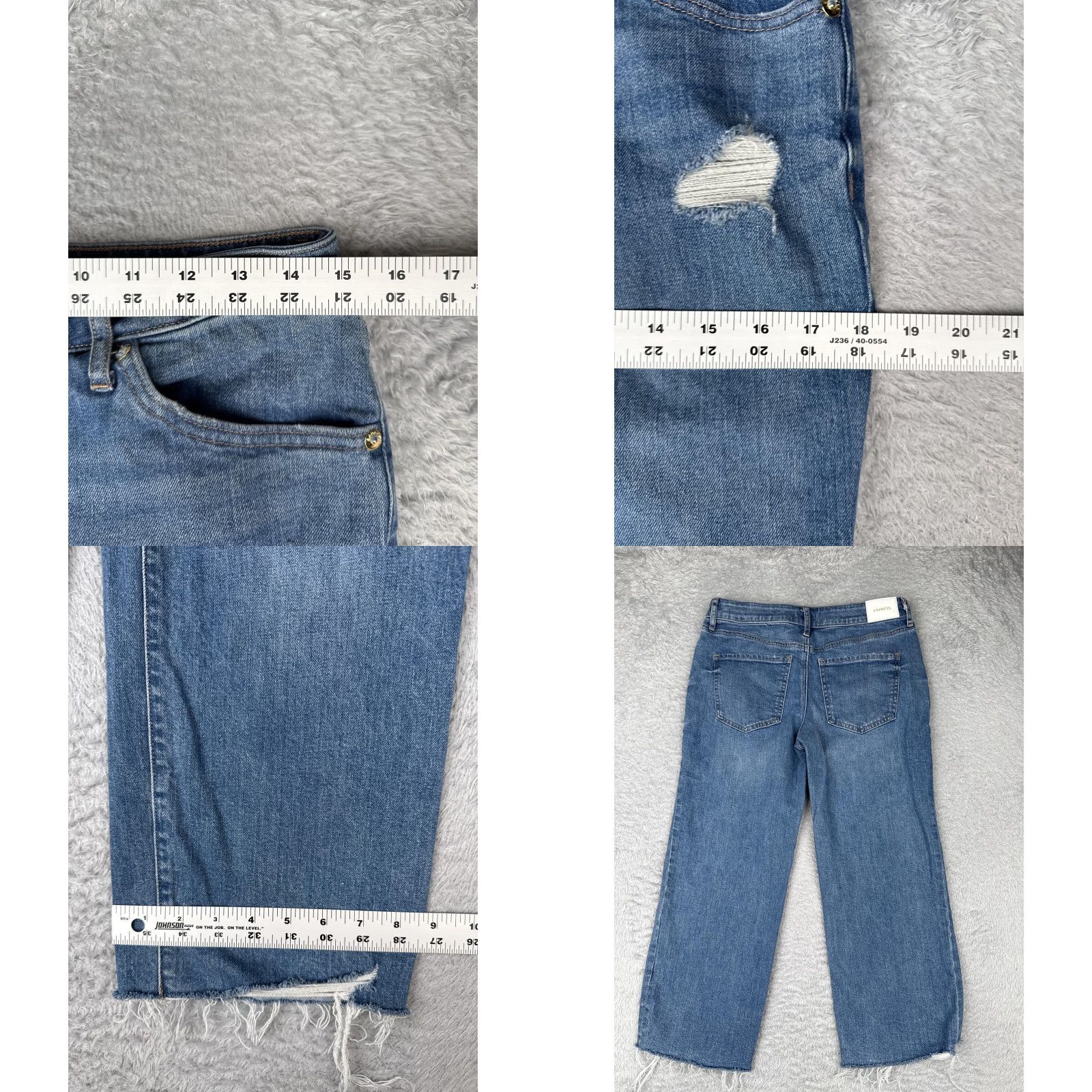 Express Express Jeans Womens 4S Blue 90s Ankle Boot Mid Rise Distressed Raw Hem Jeans Size 27" / US 4 / IT 40 - 9 Thumbnail