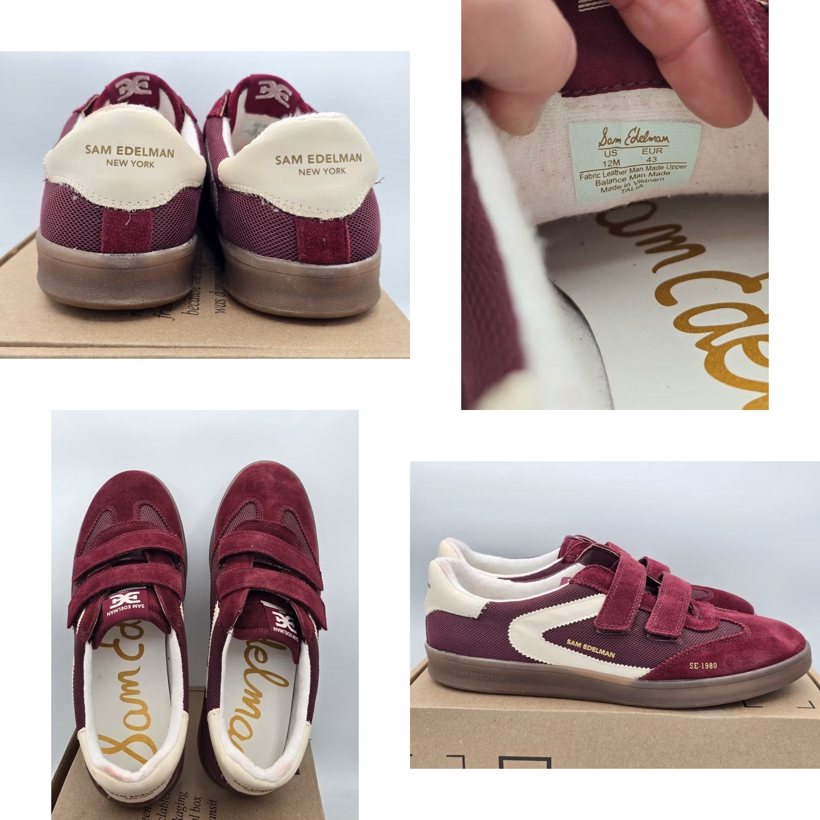 Sam Edelman Sam Edelman Talia Womens Sneakers Suede Leather Wine Red Sz 12M - M - Optic Suede Leather Fitness Athletic Casual Footwear Womens Size US 12 / IT 42 - 8 Thumbnail
