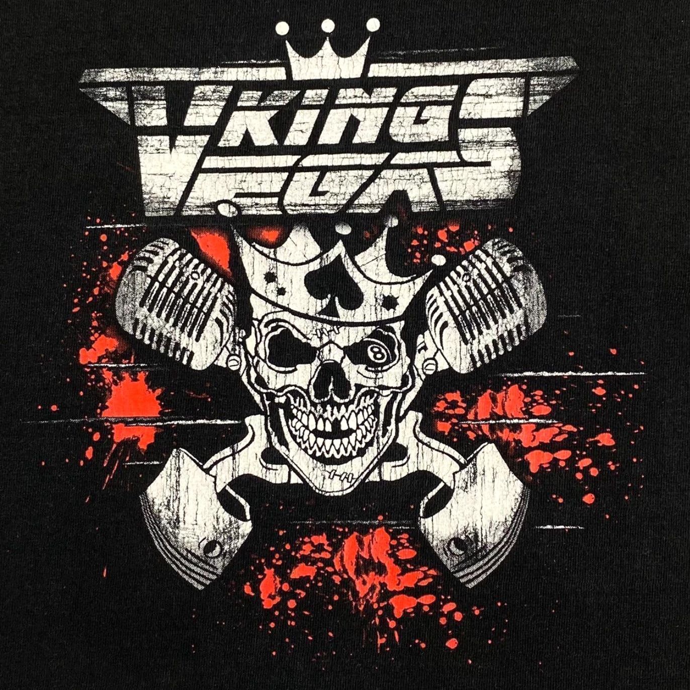 Fruit Of The Loom VIKINGS VEGAS Gothic Biker Skull Spellout Graphic Black T-Shirt Medium Size US M / EU 48-50 / 2 - 4 Thumbnail