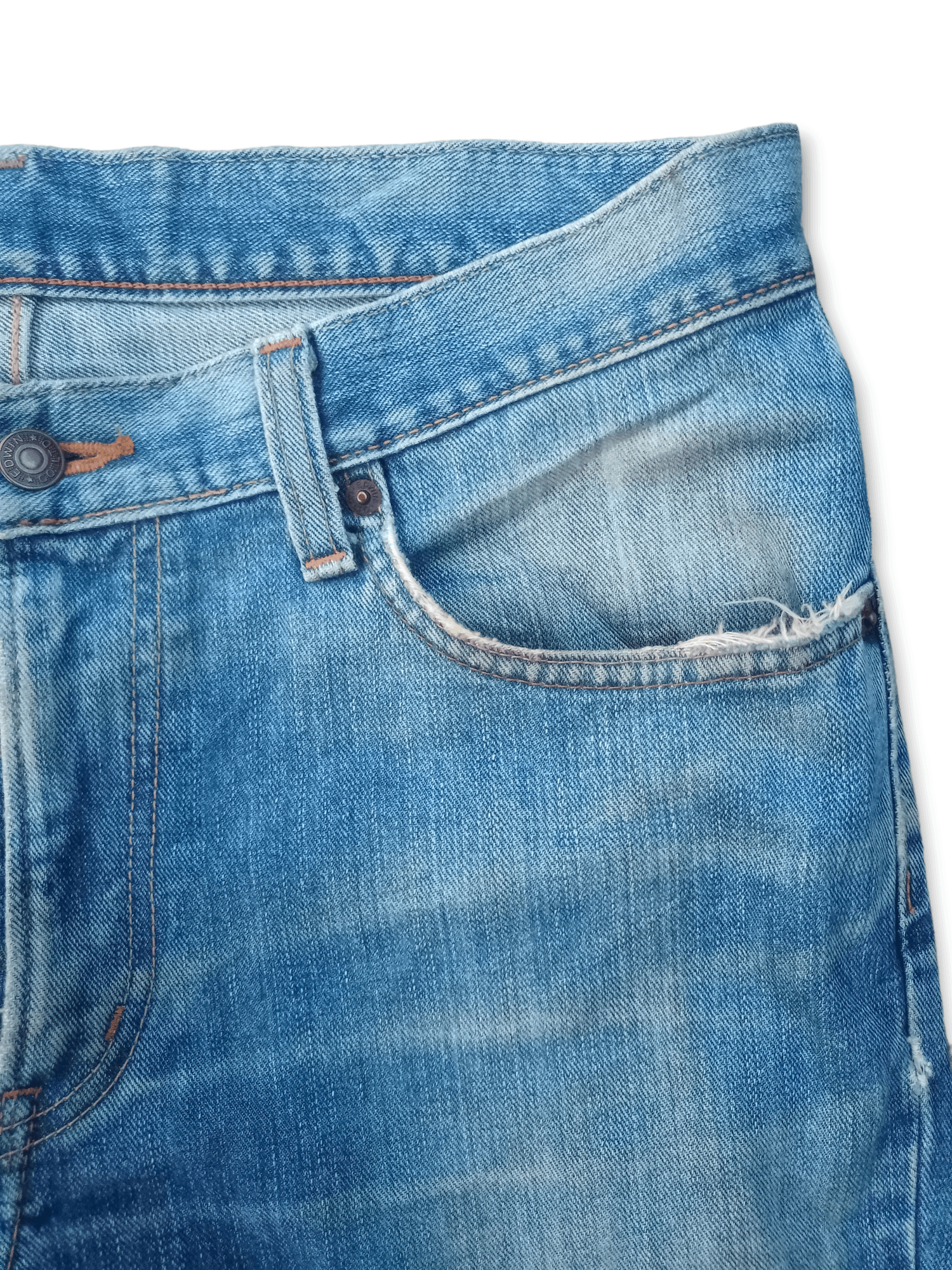 Edwin × Japanese Brand Vintage Edwin Japan Blue Wash Distressed Loose Jeans Size US 32 / EU 48 - 6 Thumbnail