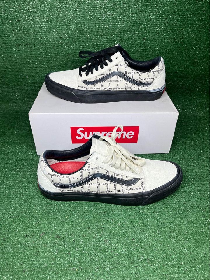 image of Vans Old Skool Supreme Grid Size 10.5 100% Authentic Shoes in Black/White, Men's