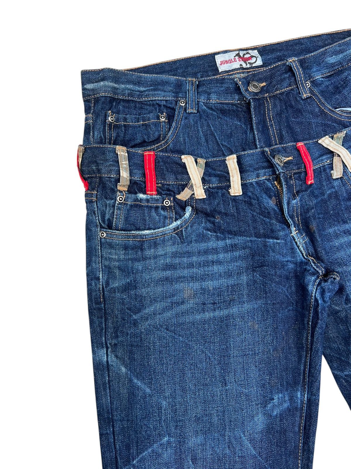 Japanese Brand Stains Denim Double Waist Jungle Storm Japan Jeans Size US 32 / EU 48 - 7 Thumbnail