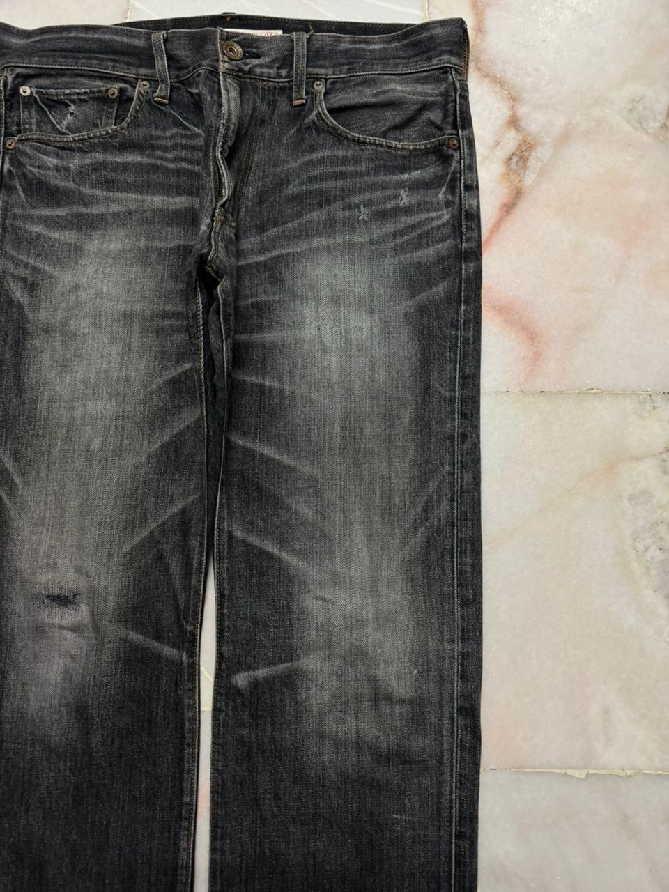 💥Sick💥90s Style Back Number Whisker Distress Ripped Jeans