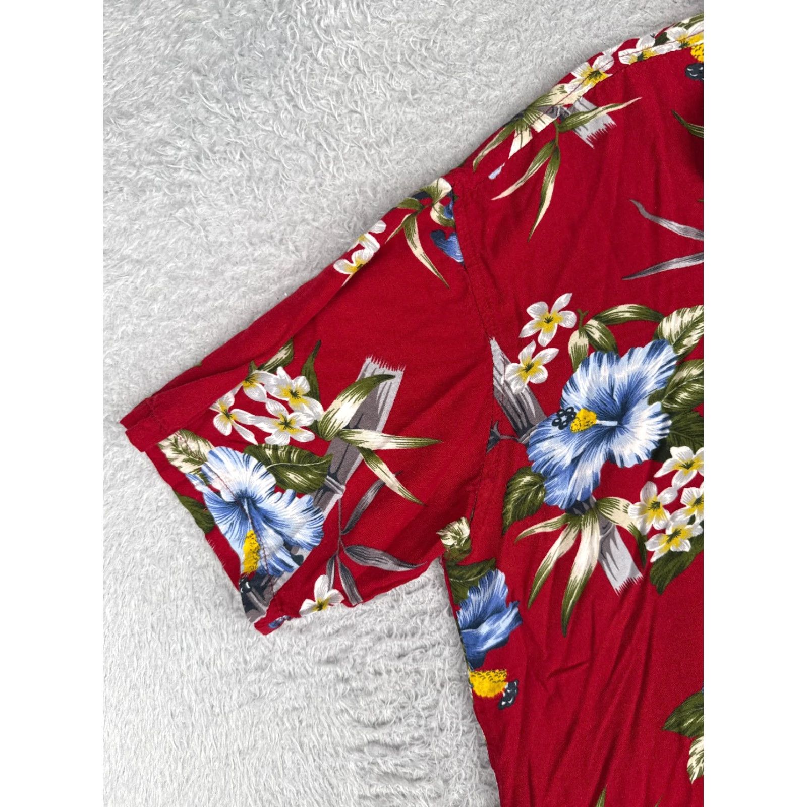 Vintage Hamakua Shirt Men Large Red Floral Hawaiian Button Up Cotton Pocket Vintage Size US L / EU 52-54 / 3 - 3 Thumbnail