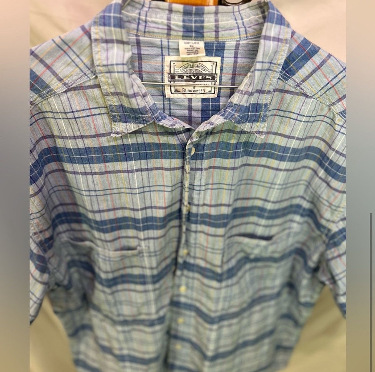 Levi's × Vintage Vintage 90s Levi’s Blue Plaid Button Down Shirt Size XL Size US XL / EU 56 / 4 - 5 Thumbnail