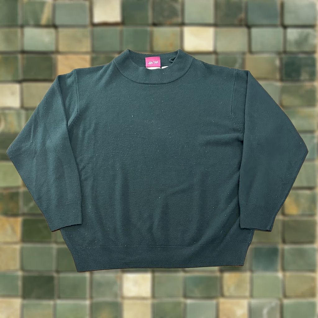 Vintage VINTAGE Tan Jay Sweater 2XL Mock Neck Acrylic 90s Green Womens Size XXL / US 16-18 / IT 52-54 - 1 Thumbnail