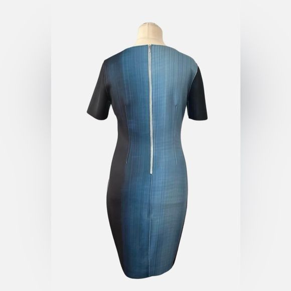 Elie Tahari ELIE TAHARI size 12 blue watercolor luxury seath dress in ex Size XL / US 12-14 / IT 48-50 - 2 Thumbnail