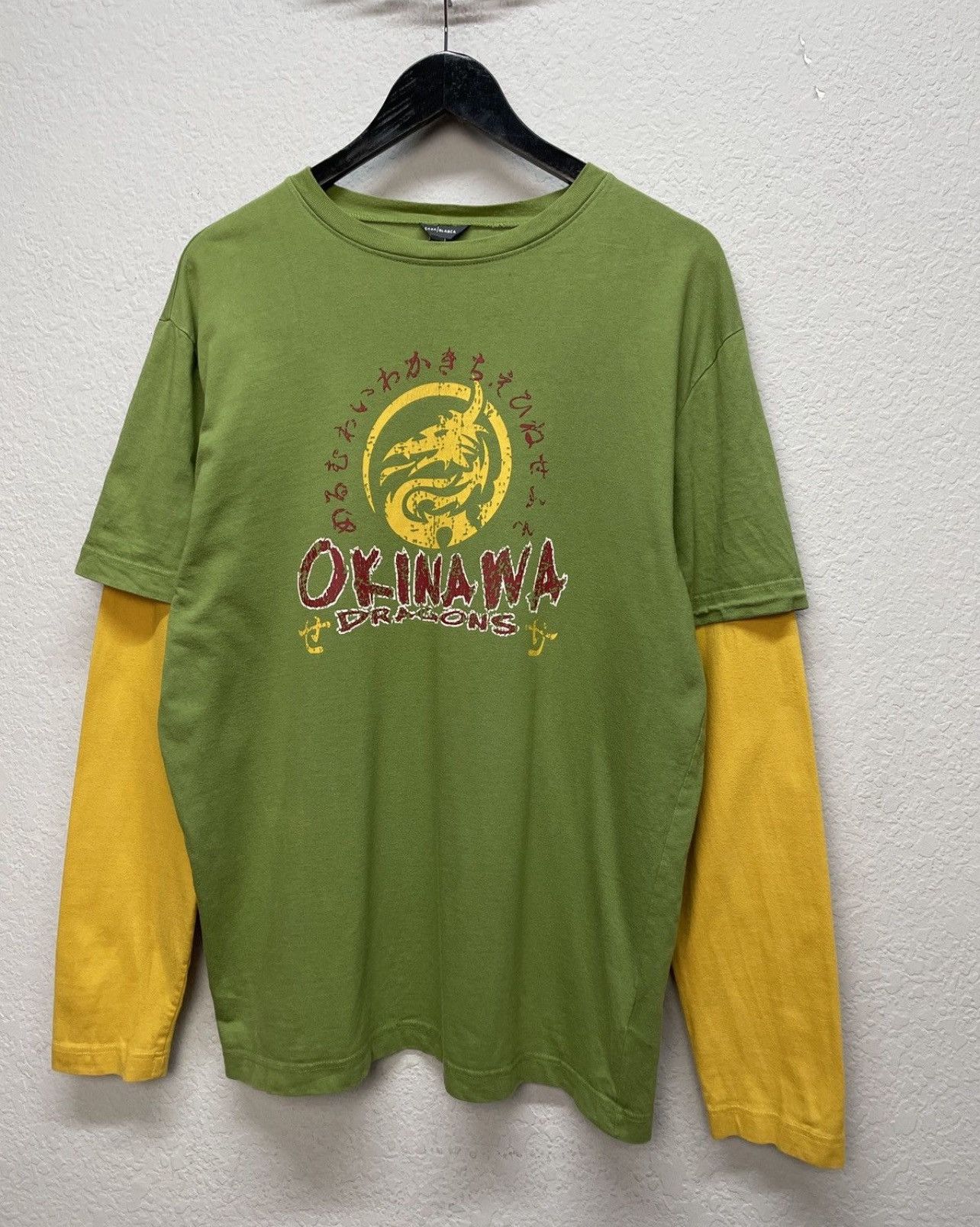 Japanese Brand Vintage 00s Okinawa Dragon Graphic Layered Longsleeve Tee Size US L / EU 52-54 / 3 - 4 Thumbnail