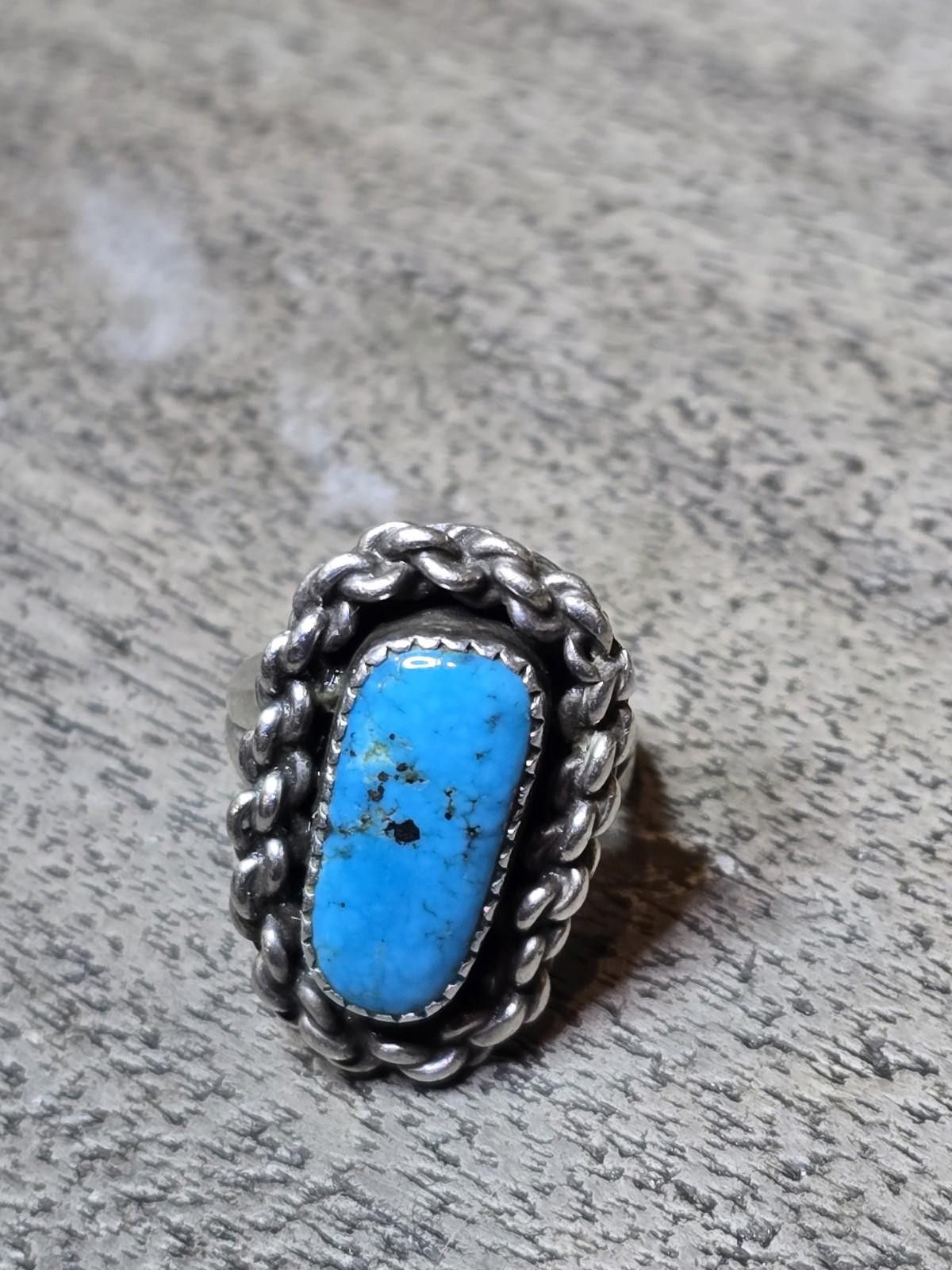 Sterling Silver Sterling Silver Turquoise Ring Sz 5.25 Southwestern Signed Size ONE SIZE - 1 Thumbnail