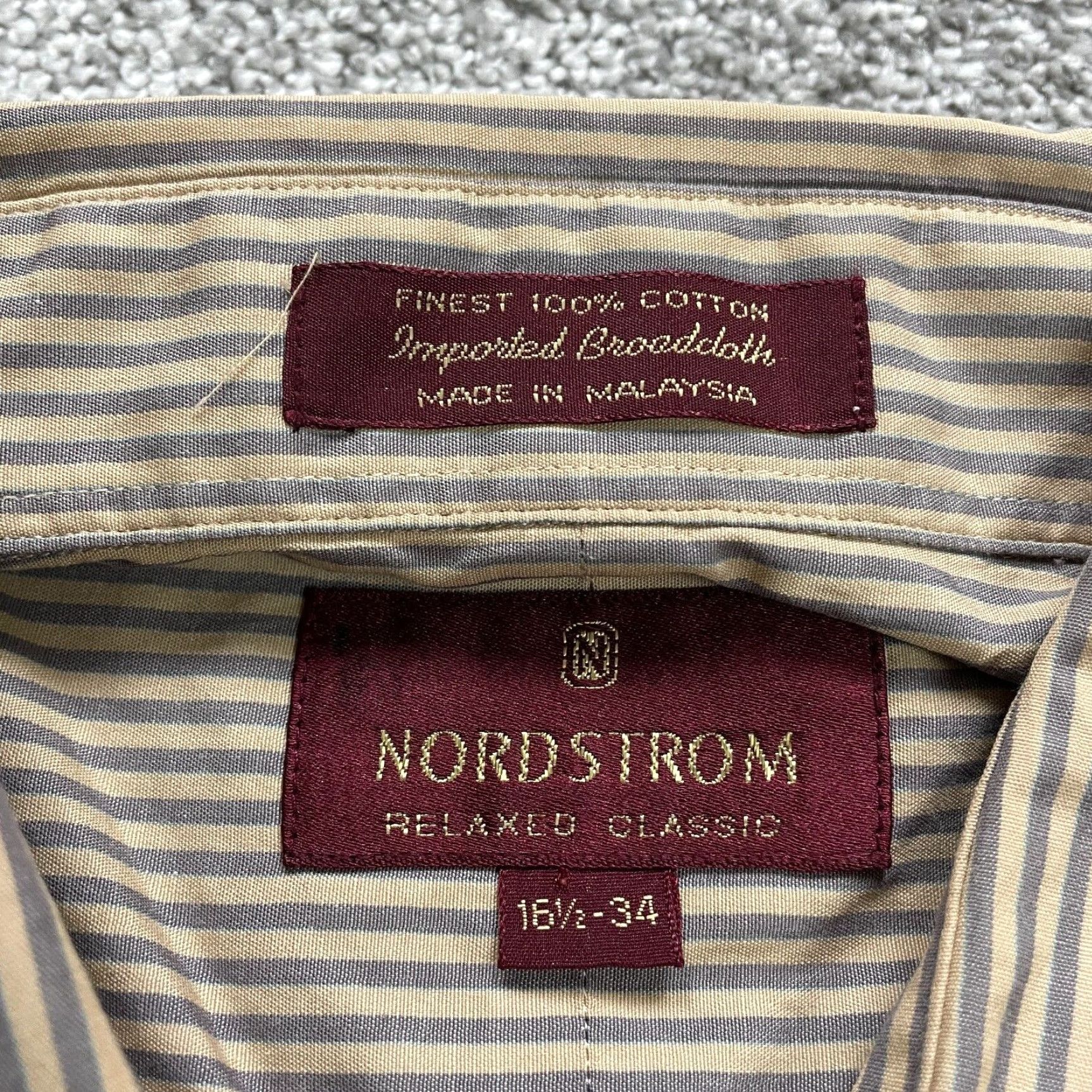 Nordstrom NORDSTROM Dress Shirt Brown Striped Button-Up Long Sleeve 34 Regular Mens Size XXS / US 00 / IT 34 - 4 Thumbnail