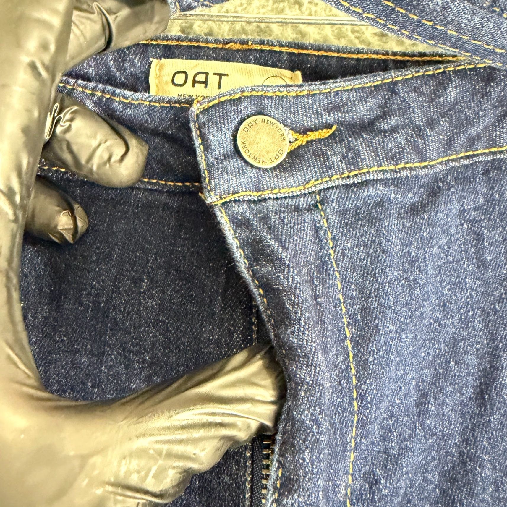 Denime Oat New York Wide Leg Jeans Womens Size 12 Blue Denim High-Rise Dark Wash Casual Jeans Size 34" / US 12 / IT 48 - 3 Thumbnail
