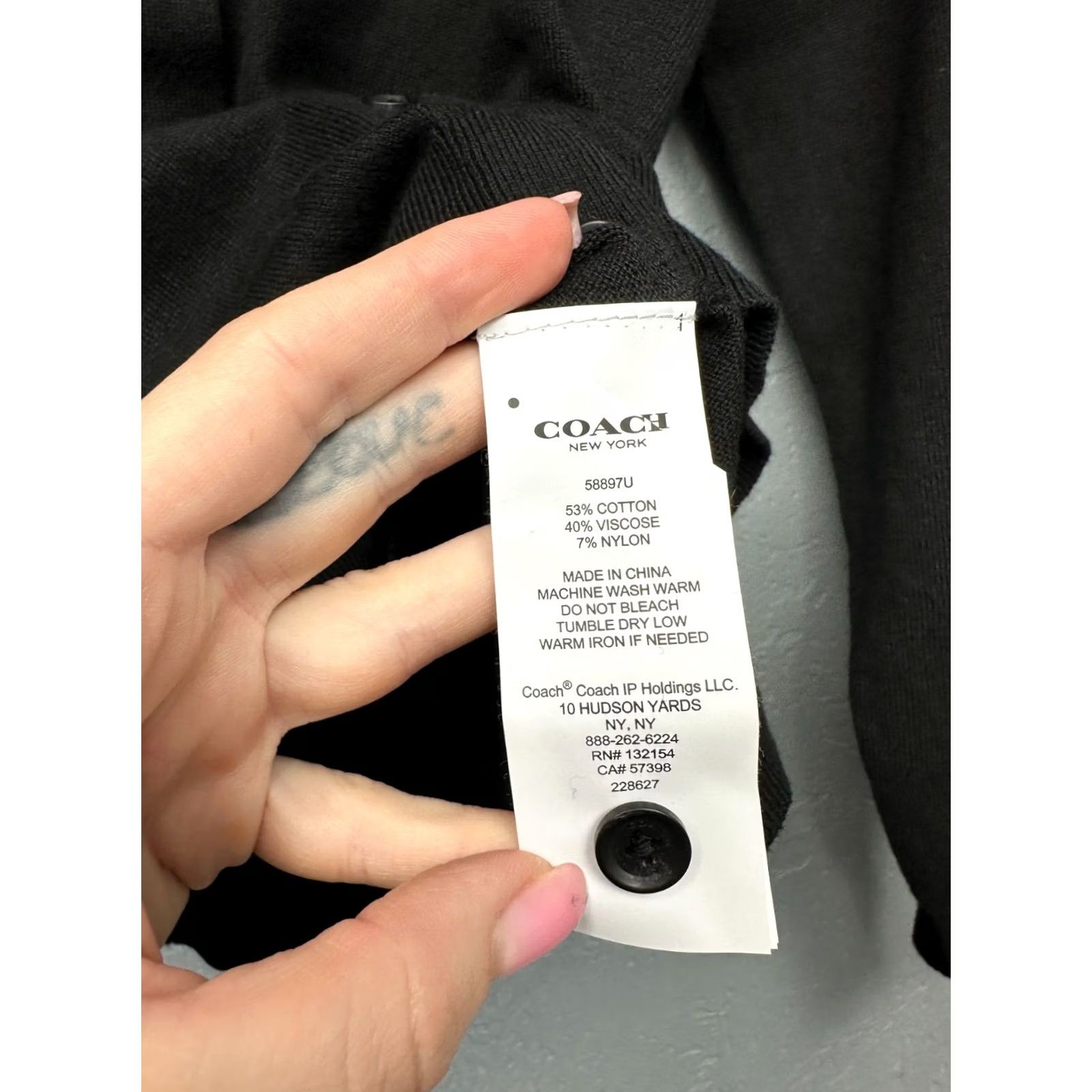 Coach Coach New York Womens Knit Sweater Cardigan XS Black Cotton, Viscose Knit Cardigan Womens XS Black Size XS / US 0-2 / IT 36-38 - 6 Thumbnail