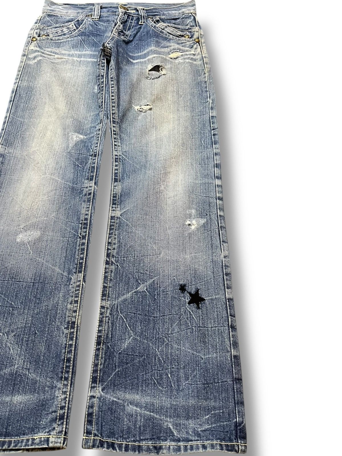 Japanese Brand Vintage Japanese Brand Faded Honeycomb Distressed Denim Size US 30 / EU 46 - 4 Thumbnail