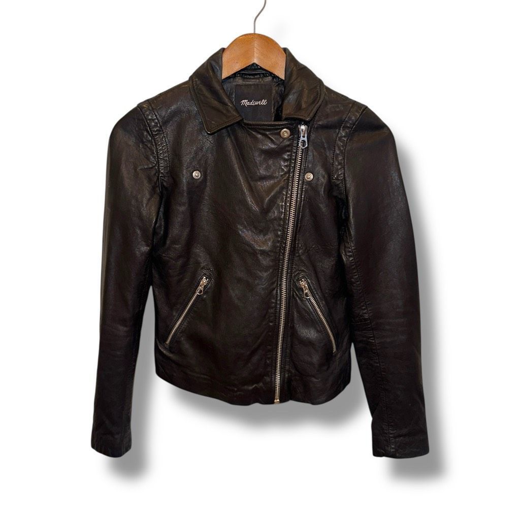 Madewell Madewell Black Lambskin Leather Racer Jacket Women’s Sz XXS Size XXS / US 00 / IT 34 - 3 Thumbnail