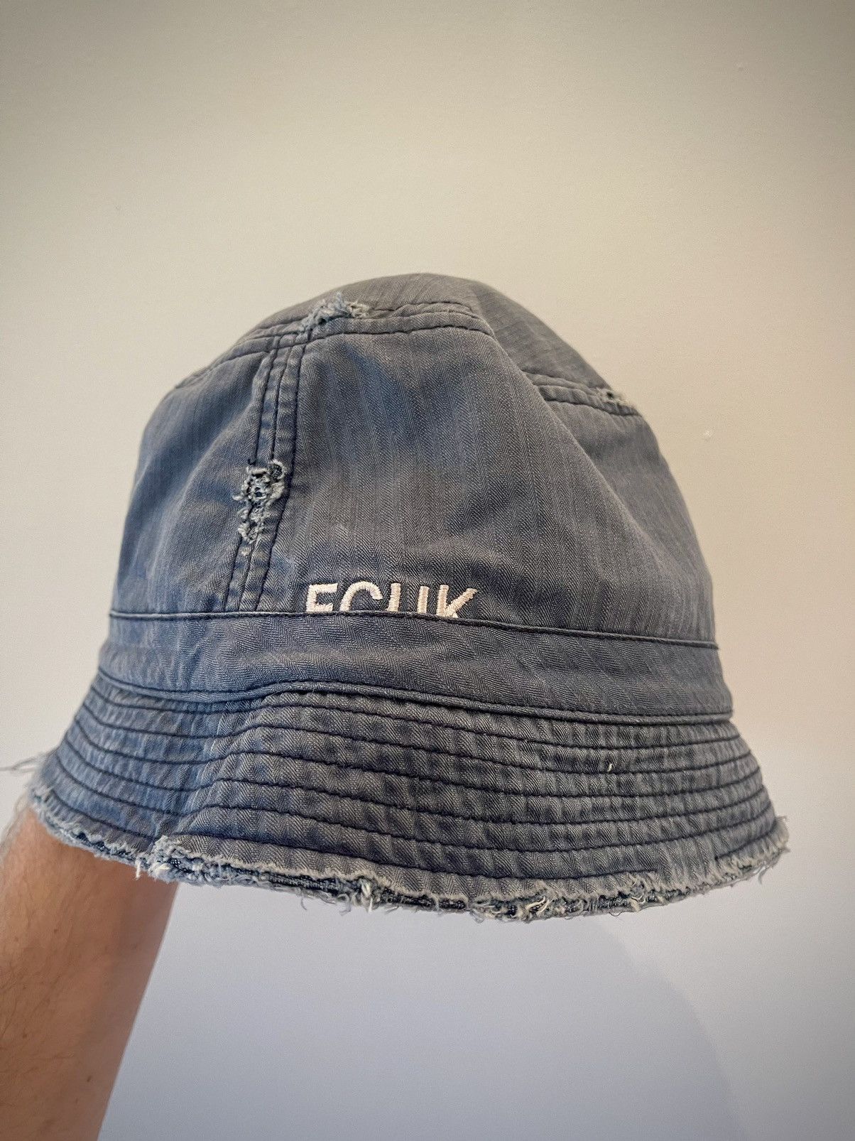 French Connection Vintage Distressed Denim FCUK Bucket Hat Grailed