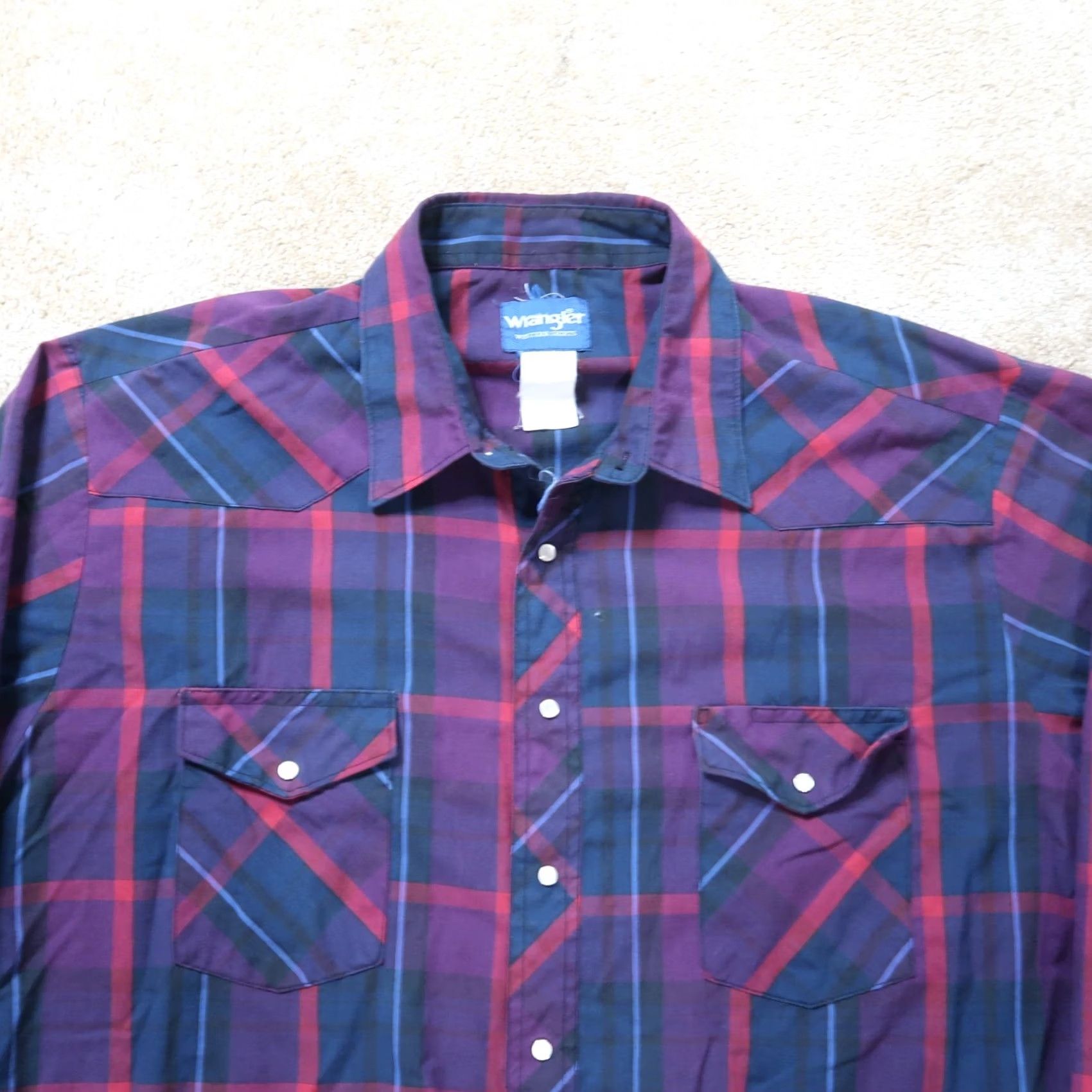 Wrangler VINTAGE Wrangler Snap Button Front Shirt 2XL Mens Plaid Western Cowboy Shirt Size US XXL / EU 58 / 5 - 4 Thumbnail