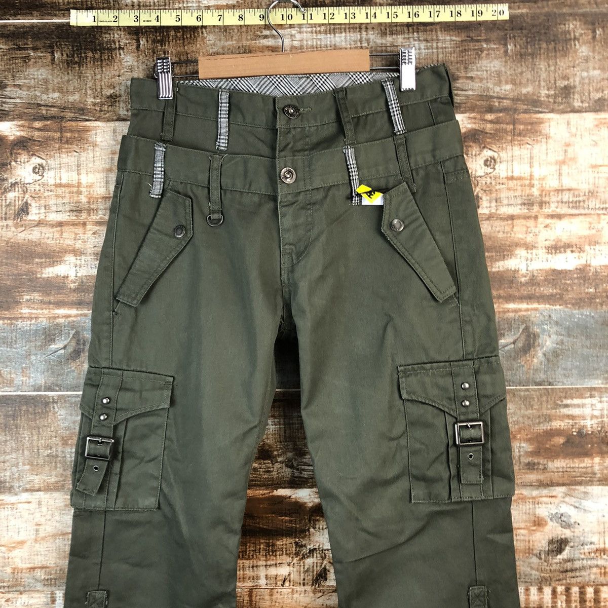 Japanese Brand DL Double Focus Green utility Cargo Multipocket Pants #A2544 Size US 29 - 4 Thumbnail