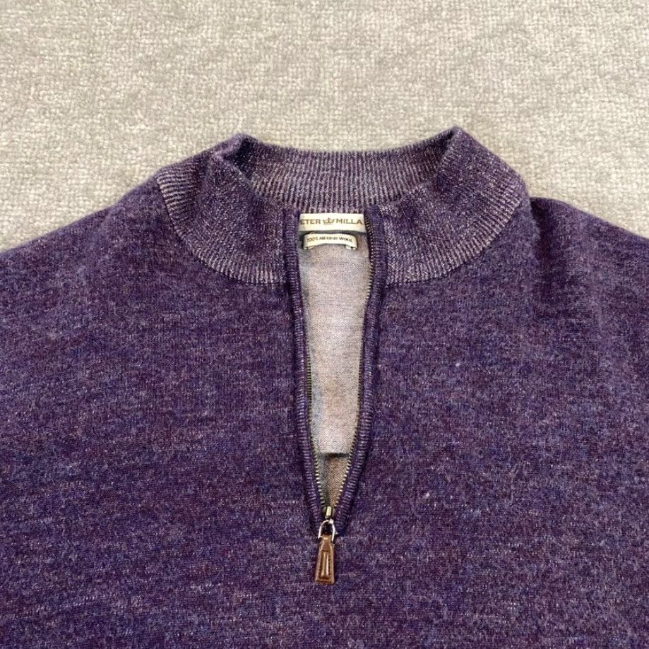 Peter Millar PETER MILLAR Sweater Mens Extra Large Purple 100% Merino Wool 1/4 Zip Pullover Size US XL / EU 56 / 4 - 6 Thumbnail