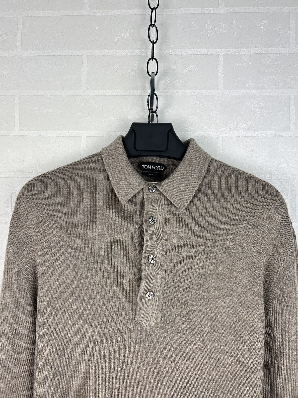 Tom Ford TOM FORD Sweater Polo Knit Ribbed Merino Wool Silk Cashmere Size US L / EU 52-54 / 3 - 4 Thumbnail
