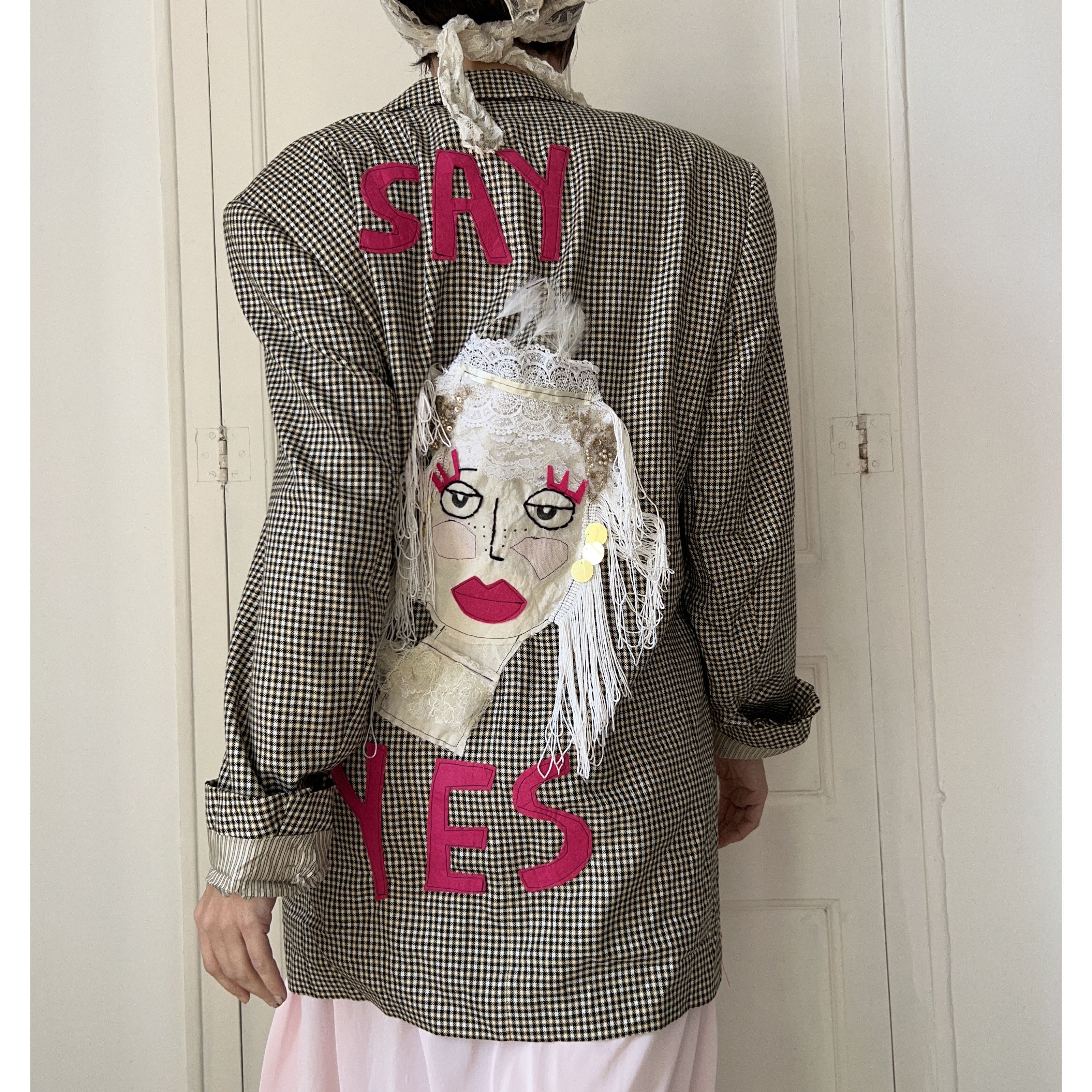 Custommade OOAK Wearable Art Bridal Inspired Patchwork Blazer Size XXL / US 16-18 / IT 52-54 - 2 Thumbnail