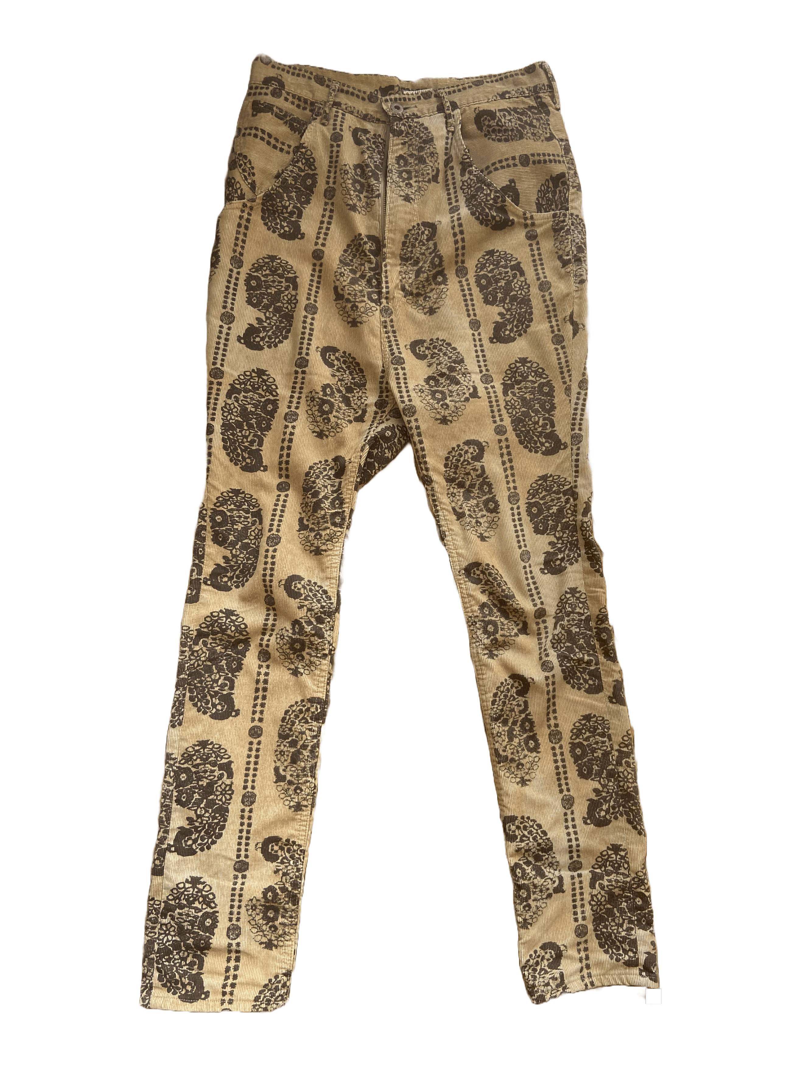 image of Kapital x Kapital Kountry Himalaya Paisley Corduroy Carrot Fit Pants in Beige/Brown, Men's (Size 30