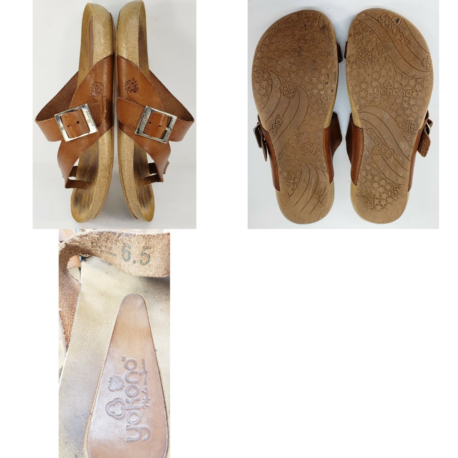 Vintage Yokono Ibiza Saddle Leather Round Toe Loop Strap Sandals Women's Size 6.5 Saddle Brown Leather Comfort Sandals Size US 7 / IT 37 - 8 Thumbnail