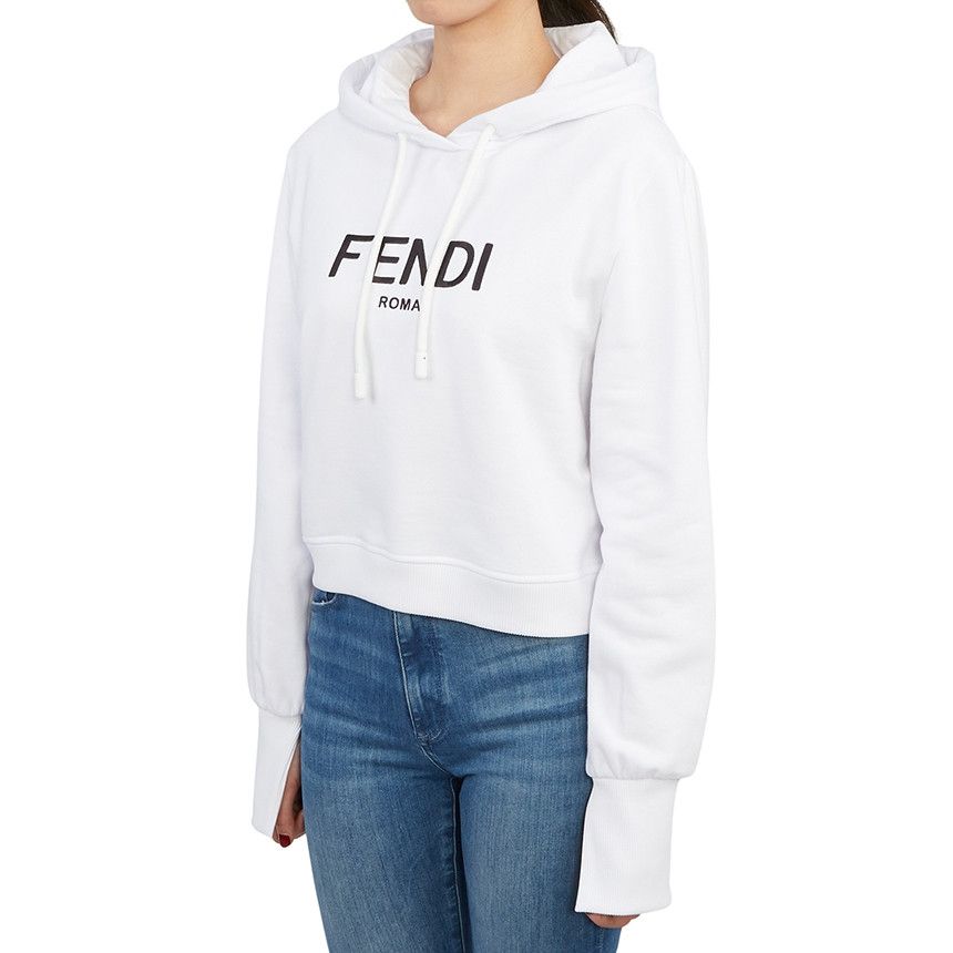 Fendi o1w1db10225 Cropped Hoodie in White Size XS / US 0-2 / IT 36-38 - 7 Thumbnail