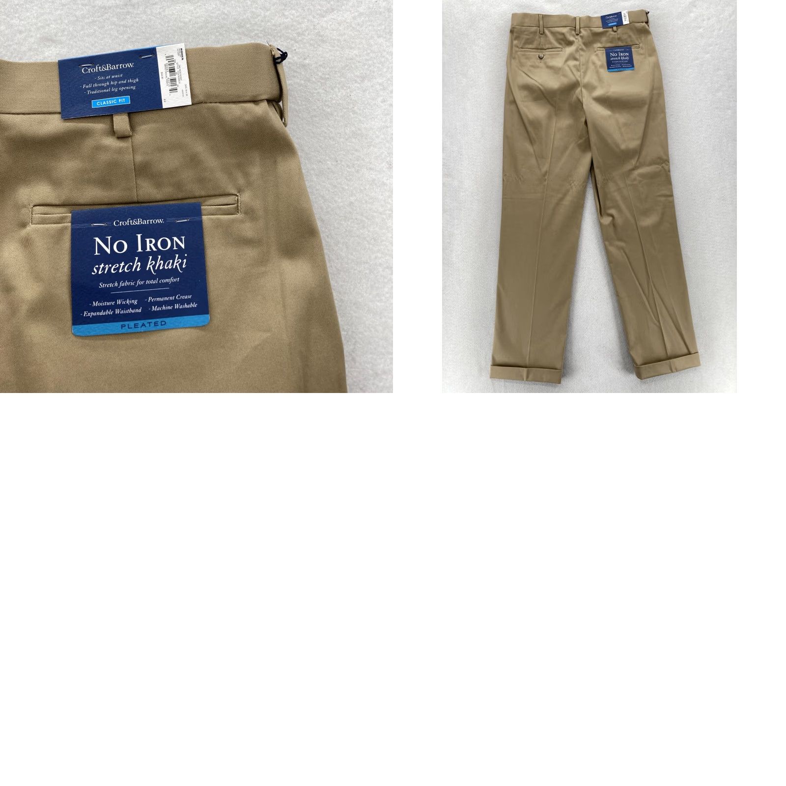 Croft & Barrow Croft & Barrow No Iron Khaki Pants Mens 34x34 Classic Fit Beige Stretch Casual Size US 34 / EU 50 - 9 Thumbnail
