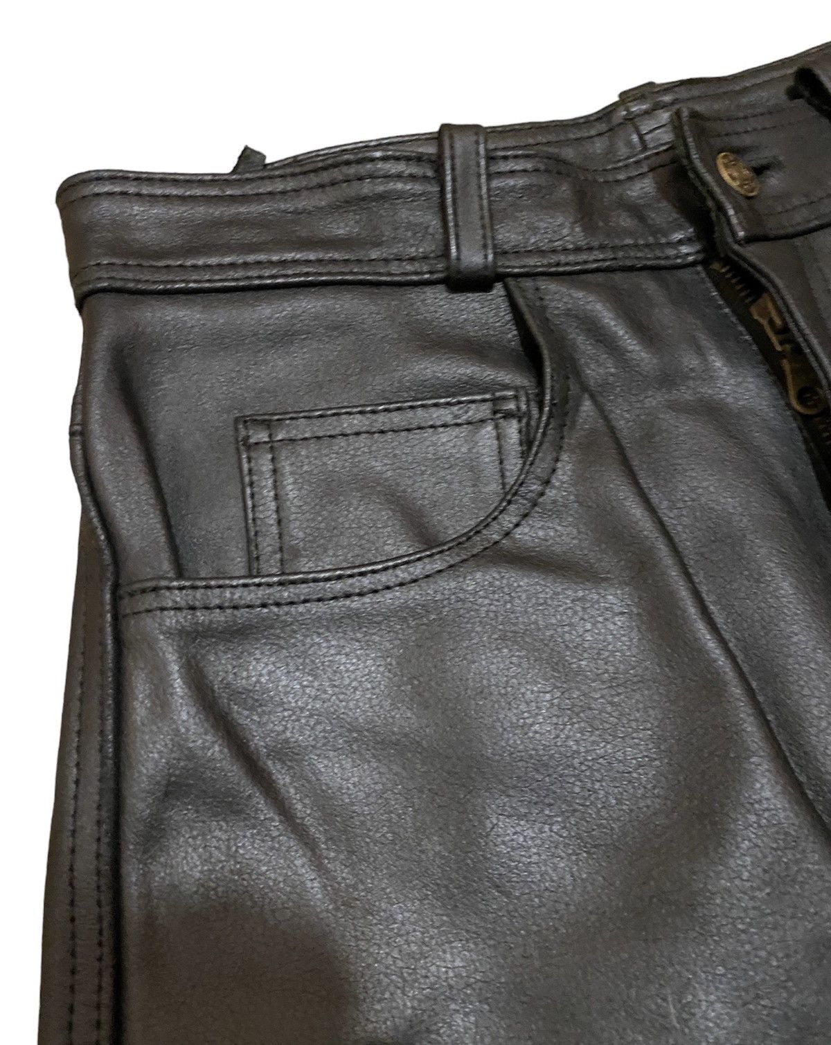 Genuine Leather Vintage Motorcycle Leather Biker Pants Size US 28 / EU 44 - 4 Thumbnail