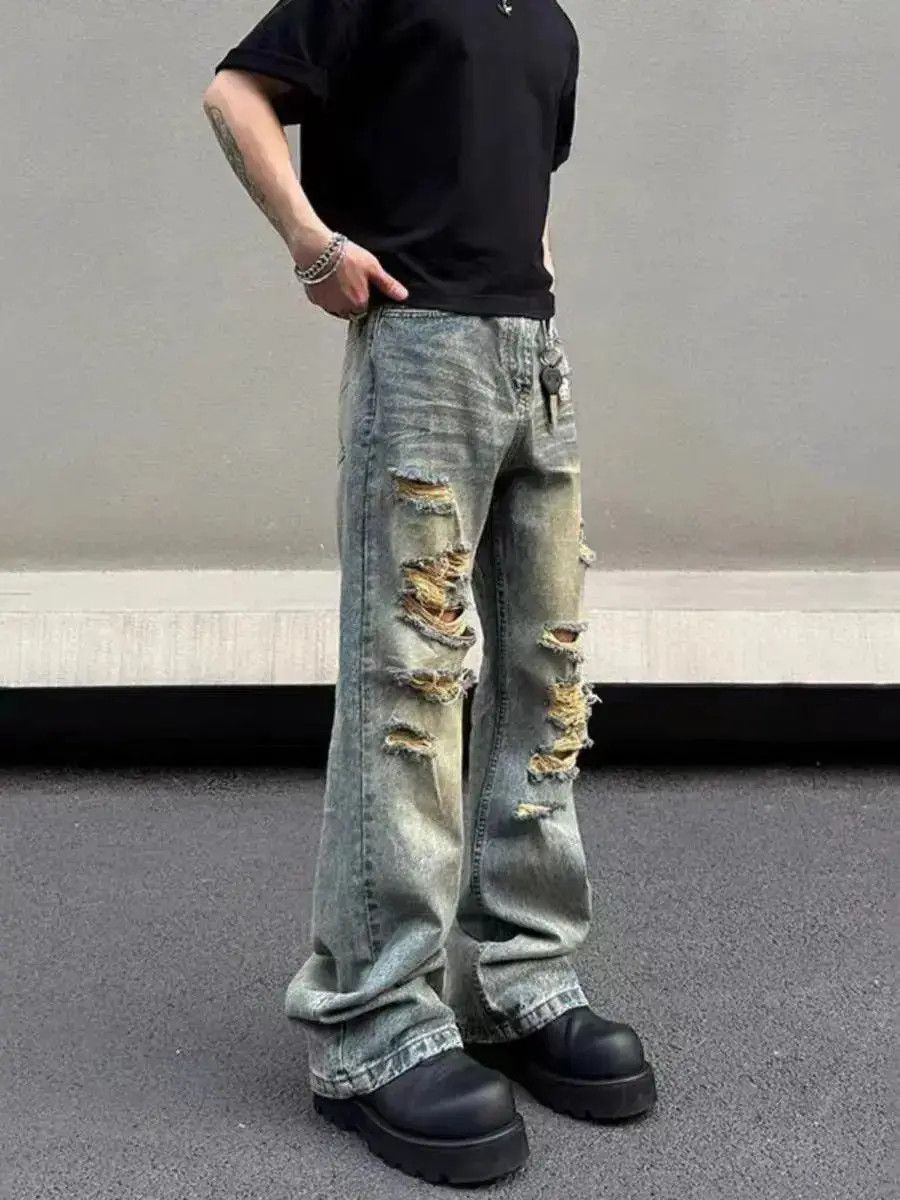 Japanese Brand Washed and ripped street hip-hop baggy jeans Size US 30 / EU 46 - 3 Thumbnail