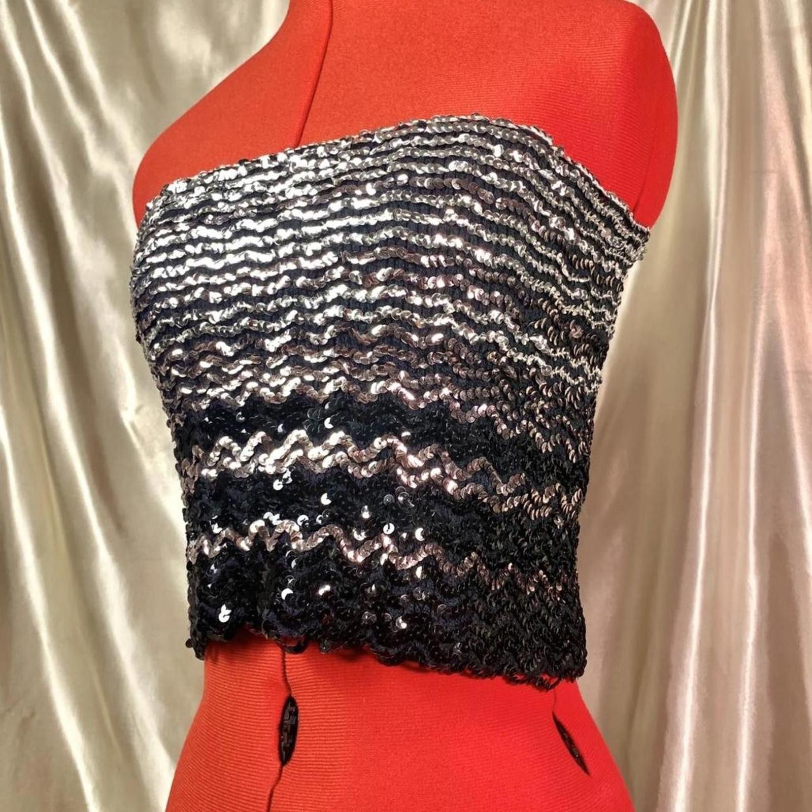 Other Y2k sequined tube/crop top! Size S / US 4 / IT 40 - 1 Thumbnail