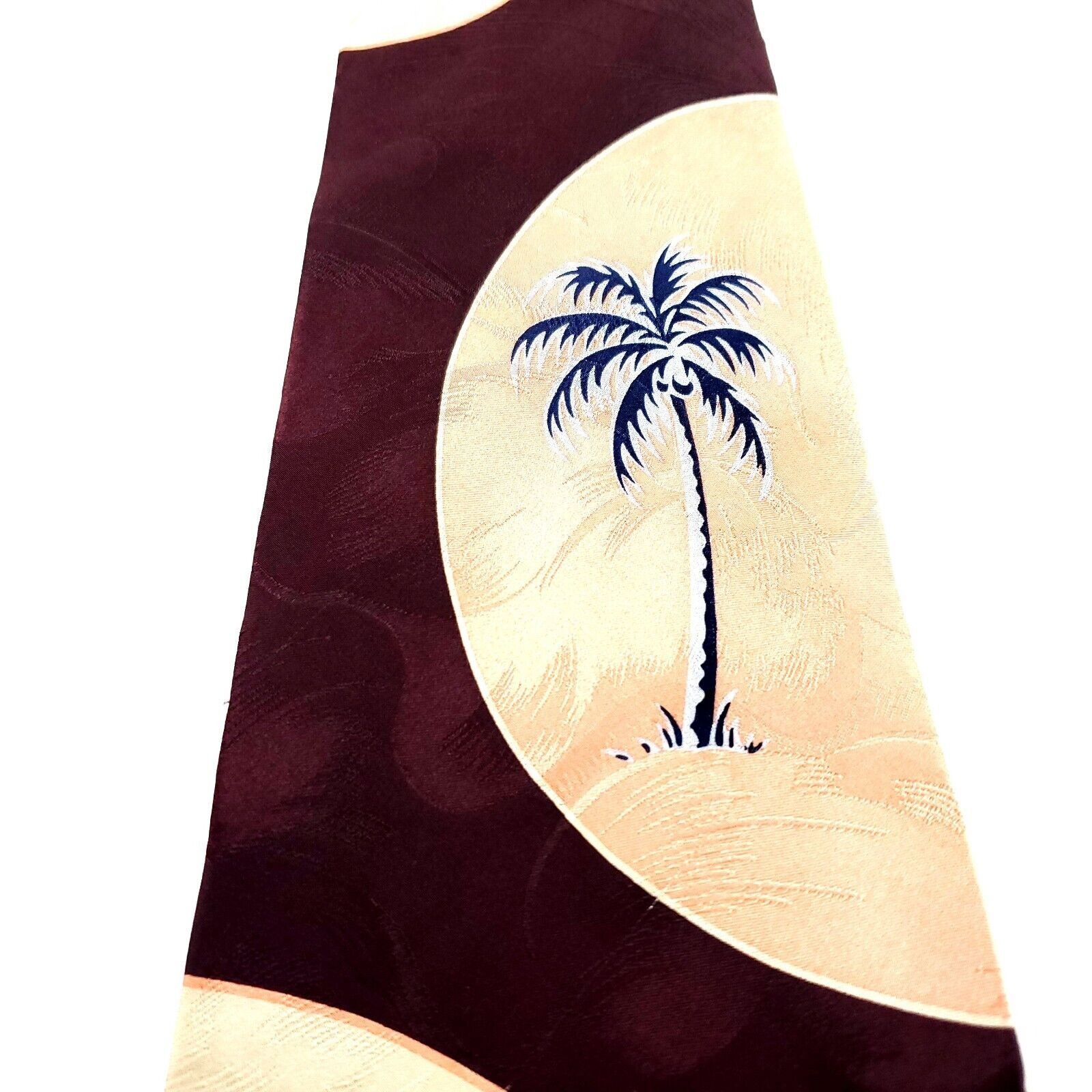 Designer Unbranded Brown Beige Silk Tie Woven Short Wide Floral Size ONE SIZE - 2 Thumbnail