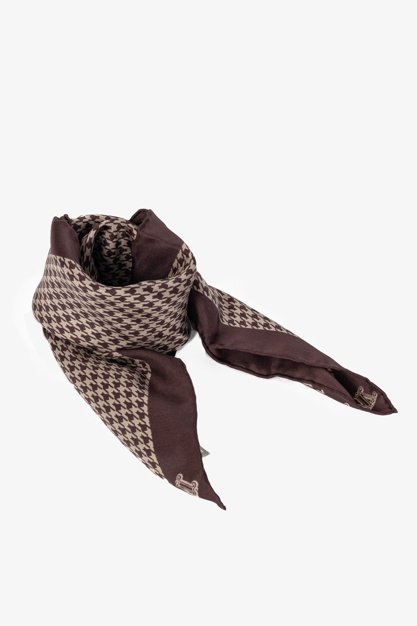 Max Mara Max Mara Aversa Bordeaux Houndstooth-Print Silk Stole Size ONE SIZE - 1 Thumbnail
