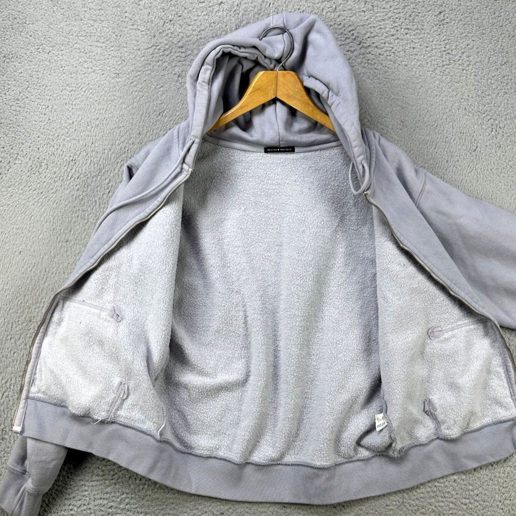 Brandy Melville VINTAGE Brandy Melville Jacket Hoodie Womens One Size Light Purple Full Zip Drawstring Size ONE SIZE - 4 Thumbnail