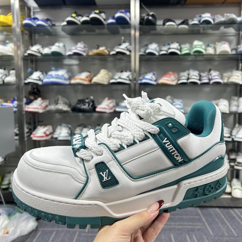 Louis Vuitton Louis Vuitton Trainer Maxi White and Teal Sneakers -2508 Size US 9.5 / EU 42-43 - 7 Thumbnail