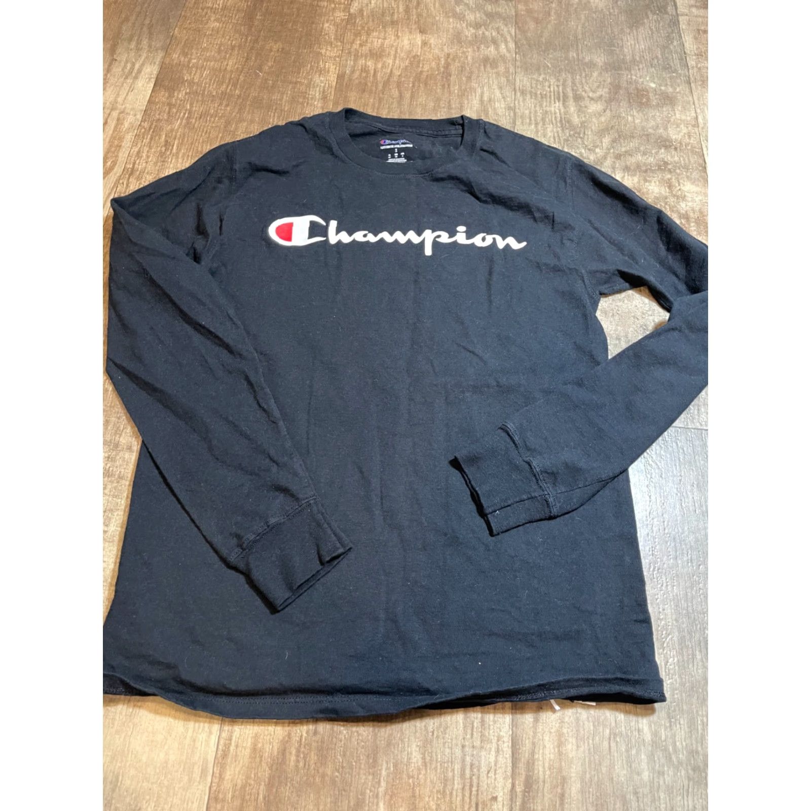 Champion Champion Shirt Womens Small Long Sleeve Black Logo Cotton Blend Crew Neck T-Shirt Short Sleeve? Size S / US 4 / IT 40 - 2 Thumbnail