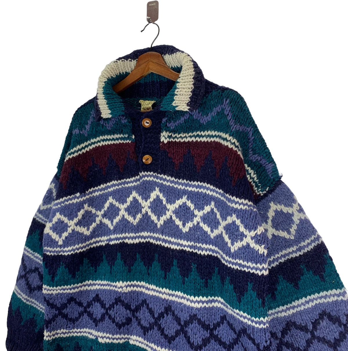 Vintage Vintage 70s Woolies Hunting Cable Knit Sweater Size US L / EU 52-54 / 3 - 3 Thumbnail