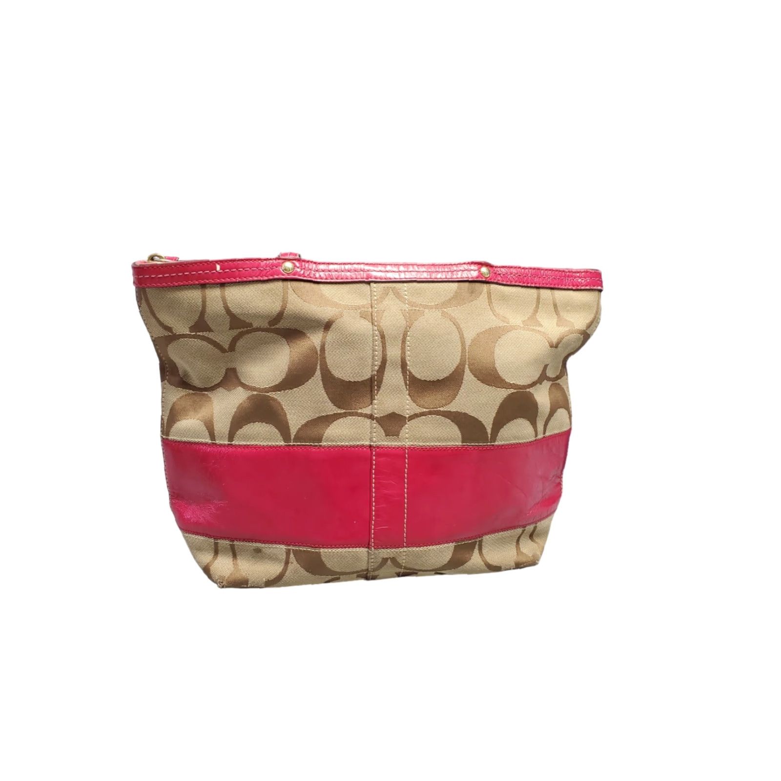Coach CoacH Signature Tote Bag Womens Monogram Jacquard Casual Shoulder Strap with Wallet Brown Tan Pink Size ONE SIZE - 2 Thumbnail