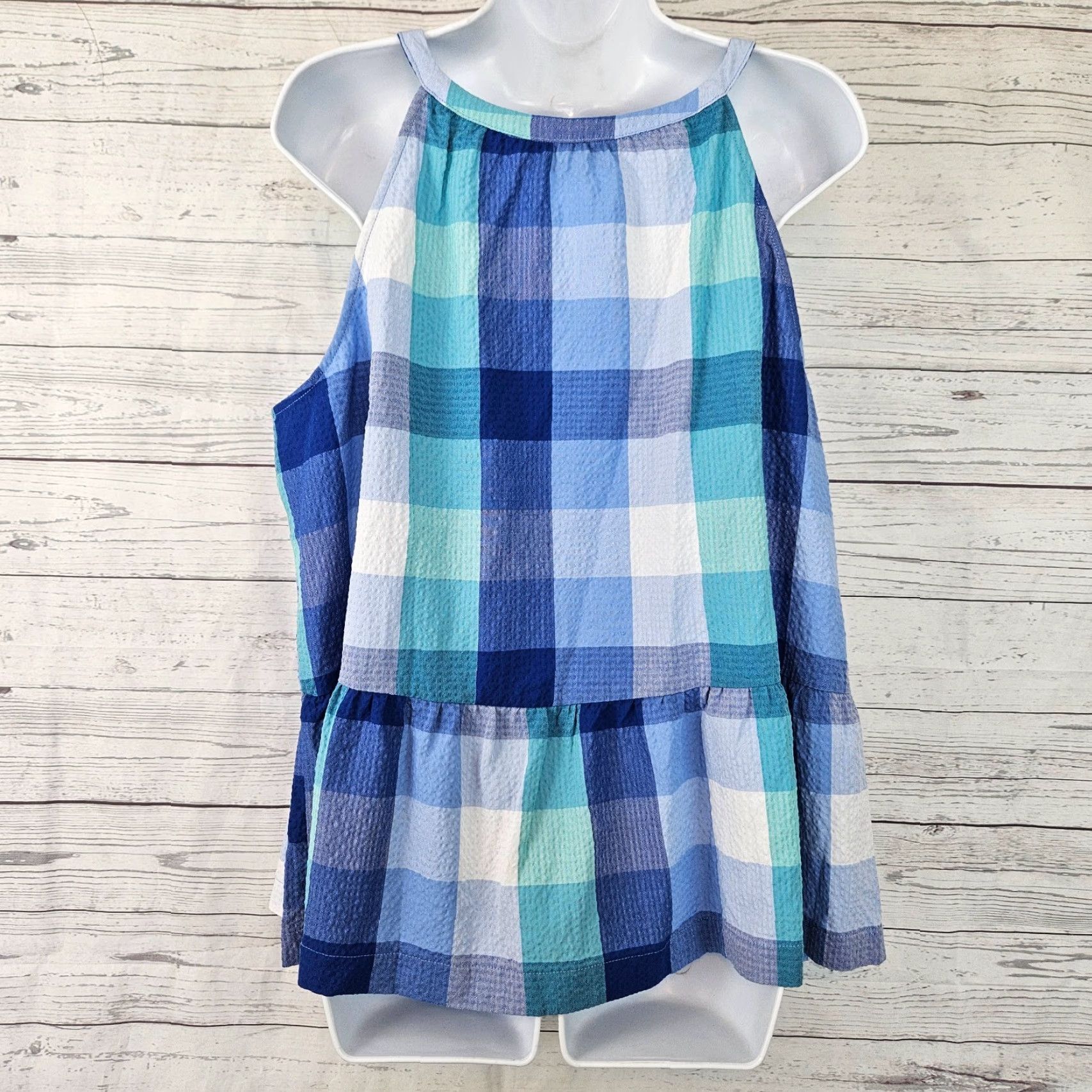 Loft **Ann Taylor LOFT Women's XL Blue Checkered Rayon Blouse** User: Ann Taylor LOFT Women's XL Blue Checkered Rayon Blouse Size XL / US 12-14 / IT 48-50 - 3 Thumbnail