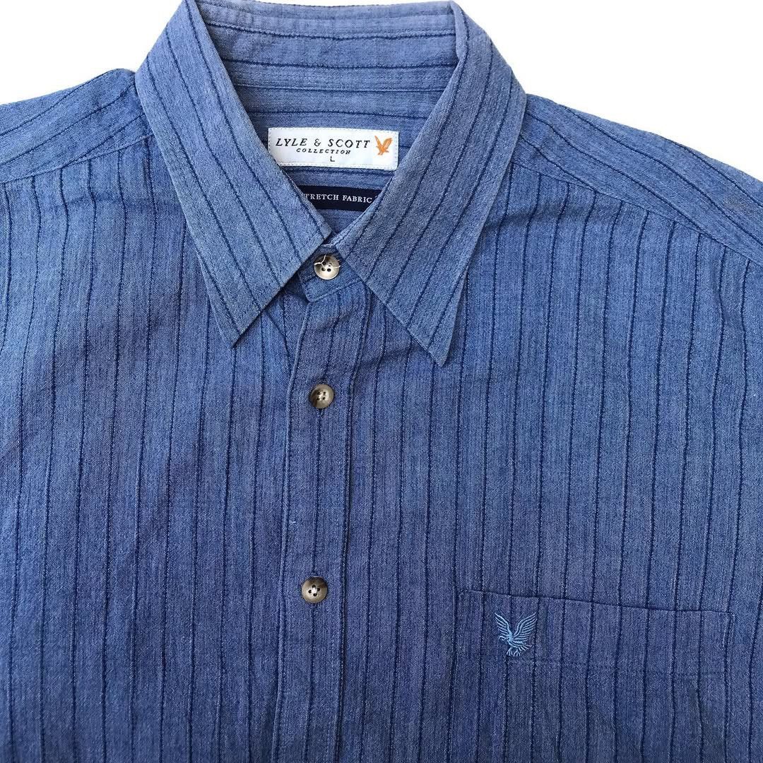 Lyle & Scott × Other UK × Vintage Lyle And Scott long sleeve shirt Blue cosmic Stripes size L Size US L / EU 52-54 / 3 - 5 Thumbnail