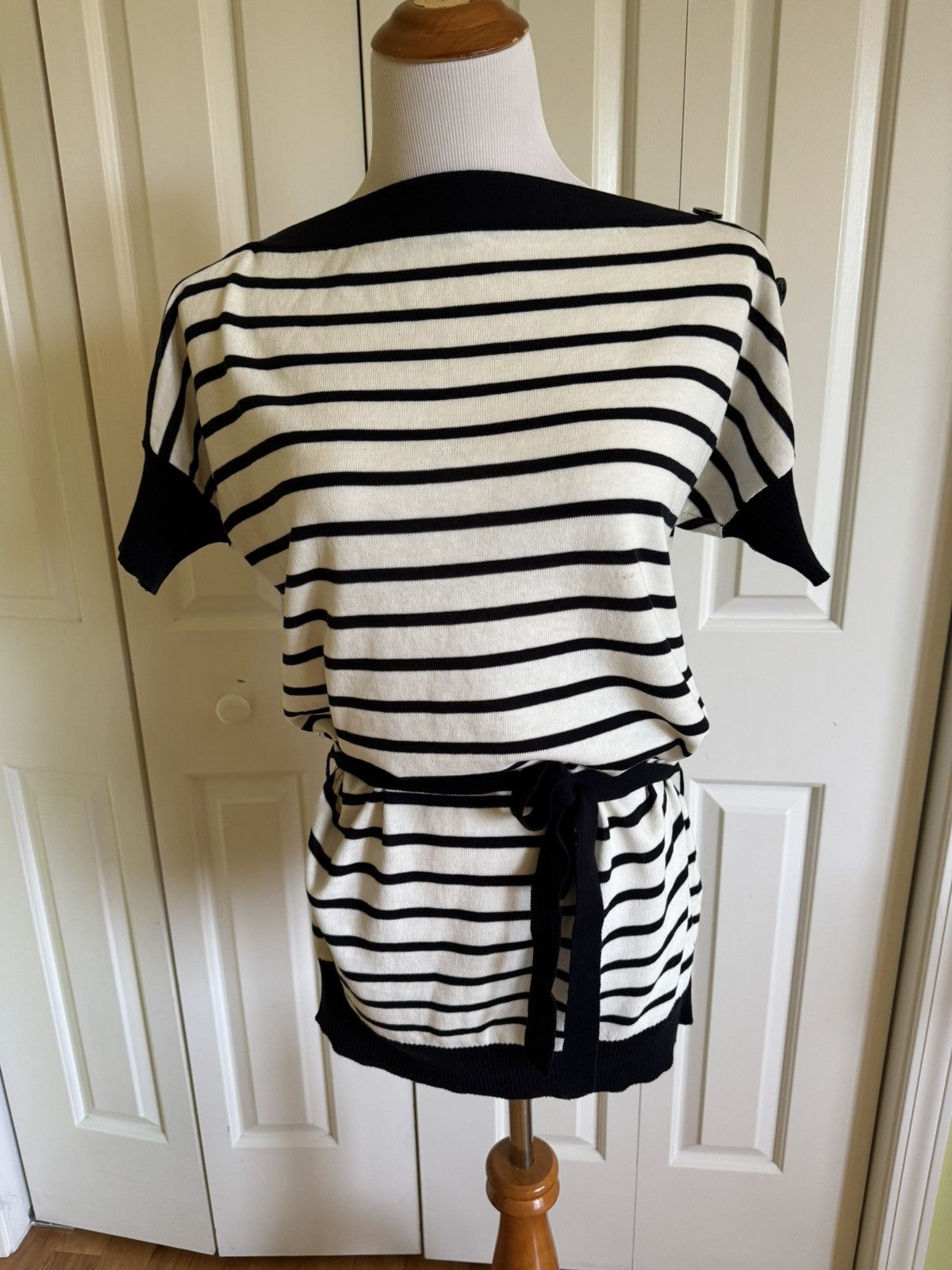 Other MARINA YACHTING White/Navy Striped Knit Cotton Tunic M EUC Size M / US 6-8 / IT 42-44 - 1 Thumbnail