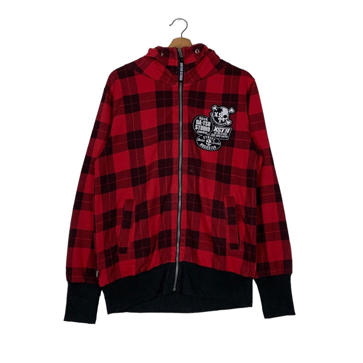 BATSU STUDIO Big Logo Tartan Zipper Hoodies #0806-C36