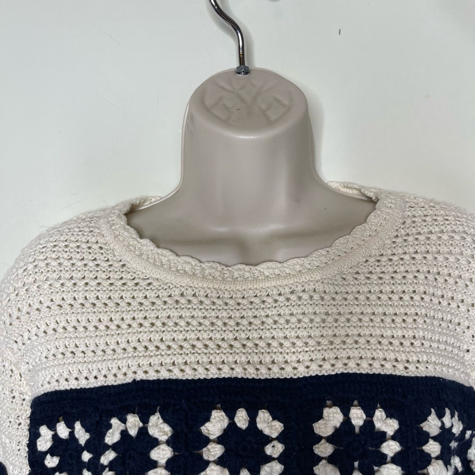 La Ligne La Ligne Striped Pointelle Pullover Knit Sweater Blue/Cream Size S / US 4 / IT 40 - 4 Thumbnail