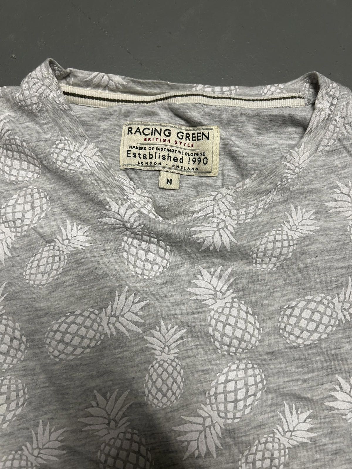 Designer Racing Green Pineapple Print T-Shirt - Size M Size US M / EU 48-50 / 2 - 4 Thumbnail