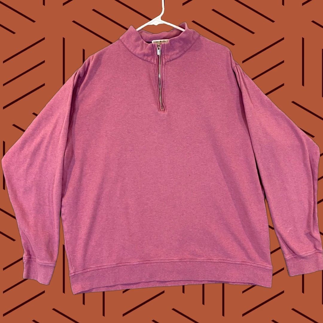 Peter Millar PETER MILLAR Pullover Mens XL Pink Quarter 1/4 Zip Sweater Golf Shirt Jacket Size US XL / EU 56 / 4 - 1 Thumbnail