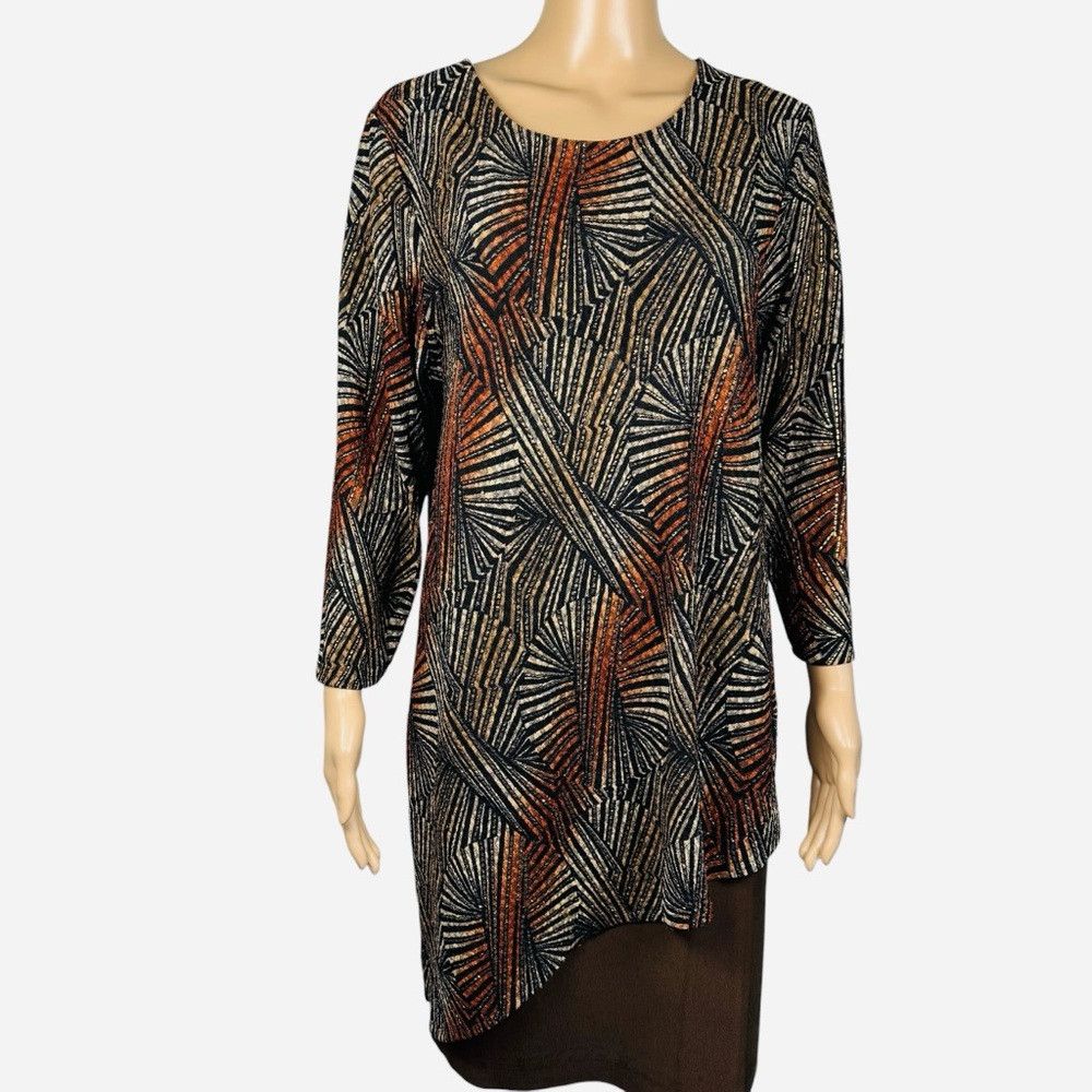 Chicos Chico's Travelers Asymmetrical 3/4 Sleeve Tunic Top Size 2 Size L / US 10 / IT 46 - 1 Thumbnail