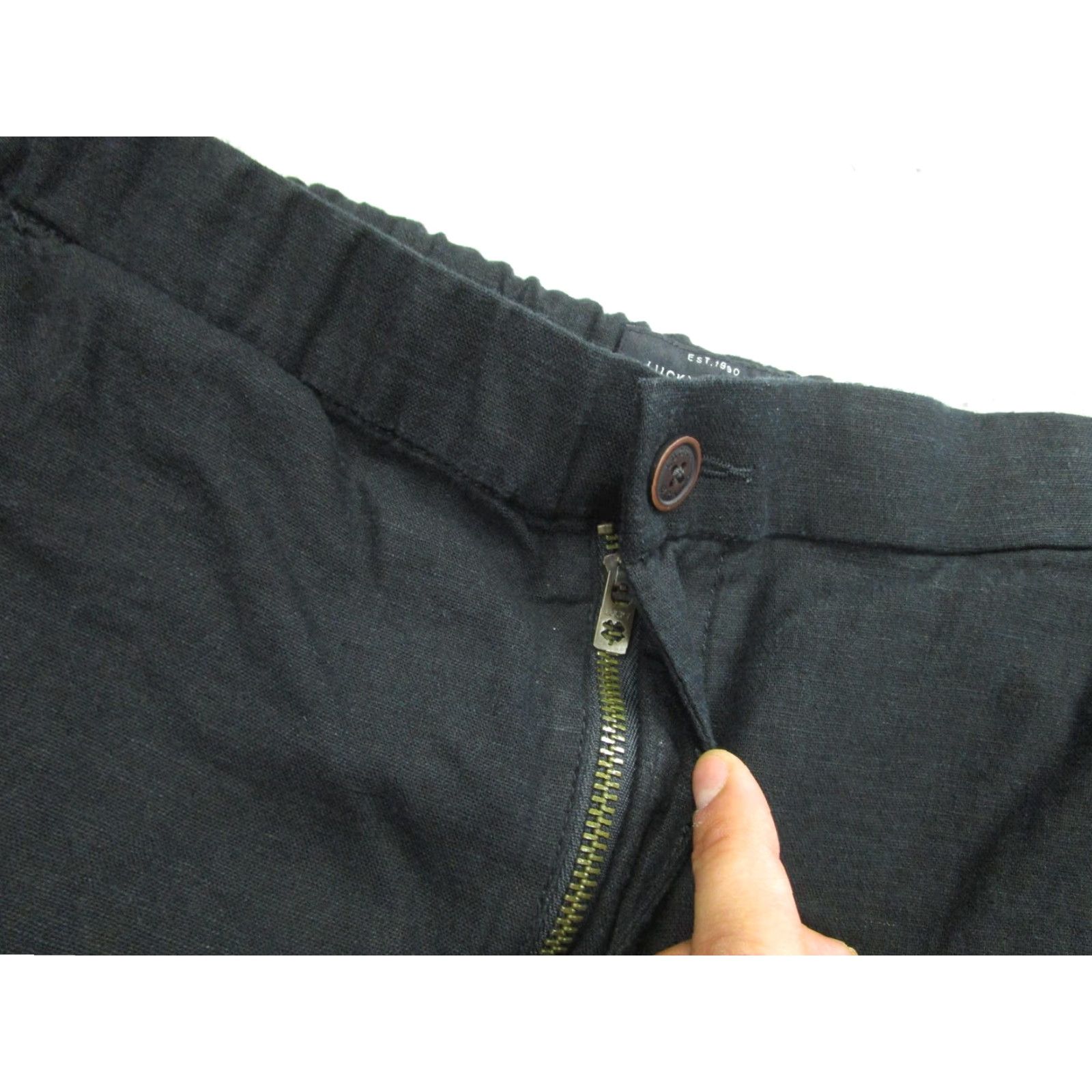 Lucky Brand VINTAGE Lucky Brand Cargo Pants Womens Medium Black Casual Travel Outdoor Linen Rayon Elastic Waist Pockets 29in Inseam Size 32" / US 10 / IT 46 - 7 Thumbnail